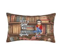 Personalized Just A Girl Who Loves Books Pillow Covers Custom Name & Portrait Pillowcase Home Decor Gifts for Book Lover Women Librarians Teacher Readers Birthday Christmas