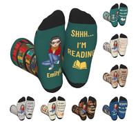 Personalized Just a Girl Who Loves Books Socks Custom Name Reading Crew Socks Gifts for Book Lovers Readers Women Librarians