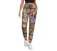 Personalized Just A Girl Who Loves Books Sweatpants Custom Book Lovers Bottoms Pants with Name Portrait Reading Pajama Pants for Women Reader Portrait Pant Bookworm Gifts for Birthday Christmas,10