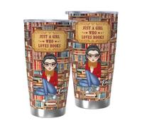 Personalized Just a Girl Who Loves Books Tumbler Mug, Custom Name Reading Books Lover Tumbler Cup Gifts for Women Reader, Reading Book Tumblers, Christmas Bookworm, Bookish Gift