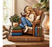 Personalized Just A Girl Who Loves Books Wooden Block, Bookshelf Decor | Custom Reading Girl Plaque, Reading Bookshelf Decor, Bookish Gifts for Women, Readers, Librarians, Bookshelf Library Decor