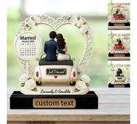 Personalized Just Married Acrylic Plaque For Newly Couples Him Her Custom Couple Name Anniversary Wedding Date Bride and Groom The Vow Ride Keepsake Acrylic Sign for Anniversary Wedding Birthday