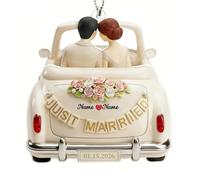 Personalized Just Married Wedding Mr & Mrs Acrylic Car Hanger, Custom Couple Name & Date Wedding Ornament, Personalised Growing Old Together Car Decorations