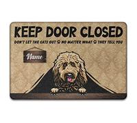 Personalized Keep Door Closed Don'T Let The Dog Out No Matter What He Tells You Bathroom Rug Non-Slip Indoor Outdoor Mats Utility Entrance Rug For Doorstep Shower Entry 40X60Cm