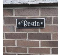 Personalized Kennel Name Plate Dog Paw Crate Pet Tag Doghouse Sign,Custom Acrylic Name Sign for Dog House Outdoor Decor,Pet Gift (12"x4" x10cm)