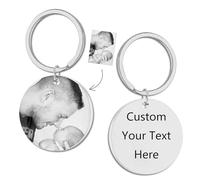 Personalized Keychains With Picture Custom Photo Engraved Keyrings Personalised Memorial Keyring Upload Your Favorite Photo Keychain For Dad Mum Gifts (Silver)