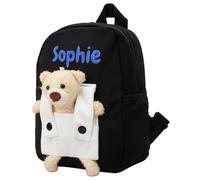 Personalized Kids Backpack Custom Embroidered Children's Backpacks with Name Cute Bear Baby Rucksack for Nursery Mini Toddler School Bag for Boy and Girls (Black)