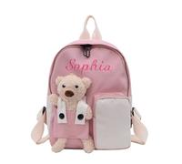 Personalized Kids Backpack,Custom Name Initial Text Embroidery with a Cartoon Bear Plush, Back to School Travel Knapsack,Soft Comfortable Cute Schoolbag for Boys & Girls