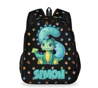 Personalized-Kids-Backpack for Boys Custom Dinosaur Toddler Backpack Bookbag for Preschool School Student Colorful Footprints