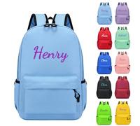 Personalized Kids Backpack with Name, Custom Children's School Bag for Boys & Girls, Embroidered Toddler Rucksack for Kindergarten, Preschool & Primary School (LightBlue, Large)