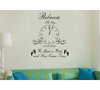 Personalized Kids Birth Date DIY Vinyl Wall Art Clock With Weight Sticker (Silver)