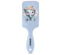 Personalized Kids Hair Brush Detangler Brush for Girl Boy, Custom Name Soft Bristle Hair Brushes Travel Hair Brush for All Hair Types Animal Elephant Flower