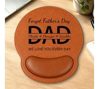 Personalized Kids Names Leather Mouse Pad with Wrist Rest Custom Father's Day Dad Mouse Mat with Wrist Support We Love You Everyday Family Name Mousepad Gift to Men Grandpa Christmas Birthday