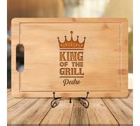 Personalized King of the Grill Cutting Board - BBQ Gifts for Dad, Husband, Grandpa, Son - Customized Gift for Father's Day, Birthday, Christmas, or Any BBQ Lover