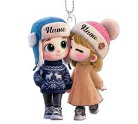 Personalized Kissing Couple Acrylic Car Hanging Ornament, Personalised Custom Name Christmas Ornaments, Custom Acrylic Car Hanging Ornaments