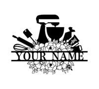 Personalized Kitchen Wall Art,Kitchen Metal Sign,Personalized Backyard Cooking Lover Name Sign,Custom Kitchen Sign Name,Kitchen Decor,Family Kitchen Sign,Mom's Kitchen,Housewarming Gift (Kitchen E)