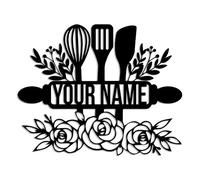 Personalized Kitchen Wall Art,Kitchen Metal Sign,Personalized Backyard Cooking Lover Name Sign,Custom Kitchen Sign Name,Kitchen Decor,Family Kitchen Sign,Mom's Kitchen,Housewarming Gift (Kitchen-A)