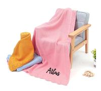 Personalized Knit Baby Blanket | Embroidery Gift for Baby Shower | Stroller Blanket | Monogrammed Newborn Baby Gift | Soft Cotton Knit (Yellow,NO Name)