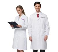 Personalized Lab Coat for Men & Women, Custom Embroidered Doctor Coat with Name, 85% Cotton Breathable Chemistry Jacket for Nurses, Scientists, Students (L)