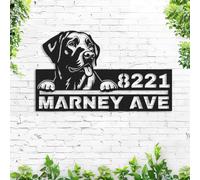 Personalized Labrador Retriever Address House Number Sign for Outside, Customized Labrador Retriever Dog Metal House Numbers Wall Decor Welcome Sign Custom Dog Address Plaque
