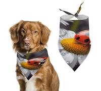 Personalized Ladybug on Daisy Flower Dog Bandanas Washable Cute Soft Cat Dogs Scarf Pet Bandanas Kerchief Adjustable Triangle Bibs Scarf for Small Medium Large Dogs Puppy Cats & Gifts