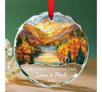 Personalized Lake District National Park Christmas Glass Ornaments 2025, UK National Park Memories Ornament Gifts for Travelers, Custom Names Travel Lover Ornaments Xmas Tree, Traveling Ornament Gift