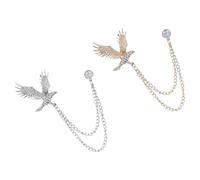 Personalized Lapel Collar Neck Pins Alloy Chain Brooches for Suit Unique Eagle Brooch Set