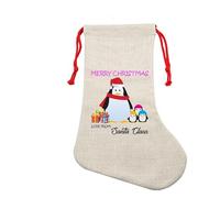 Personalized Large Christmas Stocking - Cartoon-Inspired Super Hero Penguin Pink Danielle - Add Any Name for a Festive and Memorable Holiday