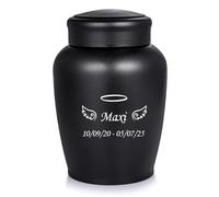 Personalized Large Cremation Urn - Engraved Name and Date Pet Urns for Ashes, Wings Halo Keepsake Vase Gift for Pet Loss