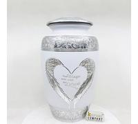 Personalized Large Cremation Urns for Adults Ash - Engravable Angel Wings and Heart Design - Perfect ern for Female - Funeral Ashes Container - Urn Ashes Male,White - Large