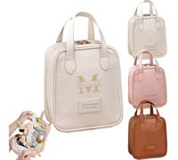 Personalized Large Makeup Bag Add Your Name, Waterproof PU Leather Make Up Bags with Handle and Compartments, Women & Girls Cosmetic Bag for Traveling Business Holiday Camping (White)