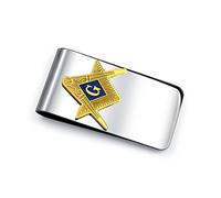 Personalized Large Wide Strong Symbol Message Blue Square Compass Masonic Insignia Freemason Tie Clip Bar Necktie For Men Silver Gold Tone Stainless Steel Custom Engraved