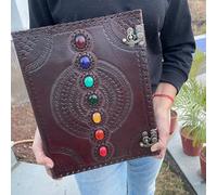 Personalized Leather Binder 3 Ring, Leather Portfolio for Men, 3 Ring Binder with 1 Inch Ring Leather Binder, Customized Seven Chakra Leather Binder, Leather Folder Organizer
