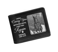 Personalized Leather Black and White Pet Face Wallet For Men Bifold Wallets with Name Date I Will Carry You With Me Unit I See You Again Sympathy Memorial Gift Personalized Gifts for Dog Lovers
