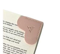 Personalized Leather Book Marks, Heart Bookmark, Unique Cute Handmade Letter Bookmarks Accessories for Reading Women, Teacher, Student, Book Lovers Book Mark Gifts (Pink, A)