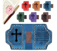 Personalized Leather Bookmark with Pen Holder - Magnetic Bible Verse Design, Christian Book Lovers Reading Accessory, Custom Book Marker for Book Lovers Men Women (Blue, John 3:16)