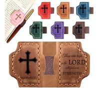 Personalized Leather Bookmark with Pen Holder - Magnetic Bible Verse Design, Christian Book Lovers Reading Accessory, Custom Book Marker for Book Lovers Men Women (Brown, lsaiah 40:31)