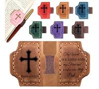 Personalized Leather Bookmark with Pen Holder - Magnetic Bible Verse Design, Christian Book Lovers Reading Accessory, Custom Book Marker for Book Lovers Men Women (Brown, Psalm 119:105)