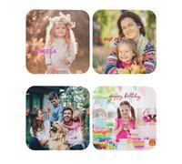 Personalized Leather Coasters Set, Customizable Coasters for Drinks with Custom Photo Text Logo Image,Photo Cup Coaster for Coffee Table Kitchen Office Bar (4PC, Square Shape)