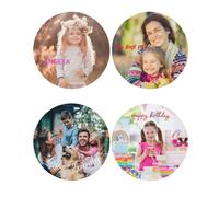 Personalized Leather Coasters Set, Customizable Coasters for Drinks with Custom Photo Text Logo Image,Photo Cup Coaster for Coffee Table Kitchen Office Bar (4PC, Circular Shape)