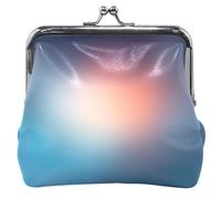 Personalized Leather Coin Purse Holder Women Blur Blue Orange Gradient Pastel Kiss Lock Money Change Pouch Girls, Blur blue orange gradient pastel, Classic