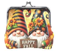 Personalized Leather Coin Purse Women Cute Happy Fall Cute Gnomes Autumn Kiss Lock Small Change Purse for Girls, Happy Fall Cute Gnomes Autumn, Classic, Happy Fall Cute Gnomes Autumn, Classic