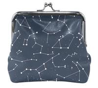 Personalized Leather Coin Purses & Pouches Cute Abstract Constellations Dark Kiss Lock Buckle Card Change Holder for Coins, Abstract Constellations Dark, OneSize