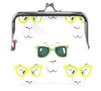Personalized Leather Coin Purses & Pouches Cute Cool Llama Faces White Kiss Lock Card Change Holder for Coins, Cool Llama Faces White, Classic, Cool Llama Faces White, Classic