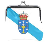 Personalized Leather Coin Purses & Pouches Cute Kiss Lock Galicia Flag Change Purse Wallet