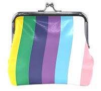 Personalized Leather Coin Purses & Pouches Cute Kiss Lock Pride Lgbt Flag Colours Wavy Small Change Purse, Pride Lgbt Flag Colours Wavy, Classic, Pride Lgbt Flag Colours Wavy, Classic