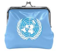 Personalized Leather Coin Purses & Pouches Cute United Nations Flag Kiss Lock Card Wallet Change Purse, united nations flag, Classic