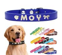Personalized Leather Dog Collar with Custom Letters - Adjustable Pet Collar for Small, Medium, Large Dogs - DIY Letter Customization for Puppies (Blue Purple, XL:(length19.7in,width 0.98in))