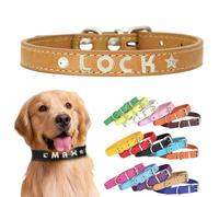 Personalized Leather Dog Collar with Custom Letters - Adjustable Pet Collar for Small, Medium, Large Dogs - DIY Letter Customization for Puppies (Brown, S:（length14.17in,width 0.6in）)