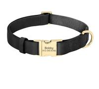 Personalized Leather Dog ID Collar Custom Engraving Adjustable Dog Collar Anti-lost Pet Collar For Pitbull Labrador French Bulldog,black,L